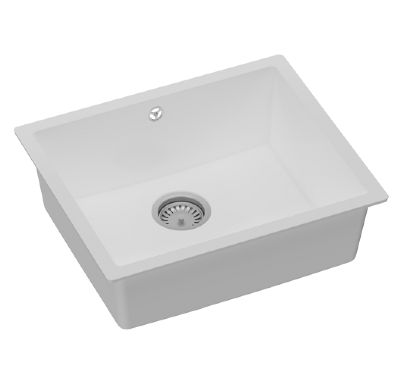 GRANMASTER COMO 100 UNDERMOUNTED/INSET/FLUSH MOUNTED WHITE QUARTZ SINGLE BOWL SINK, GRA0071